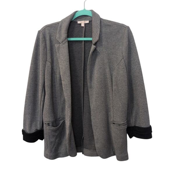 Skies Are Blue Chevron Herringbone Blazer | Size L | Gray & Black - Picture 2 of 4